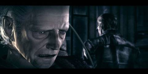 Oswell E. Spencer and Albert Wesker talking in Resident Evil 5