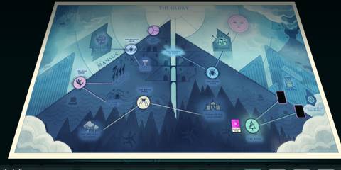 A map of a mountain in Cultist Simulator