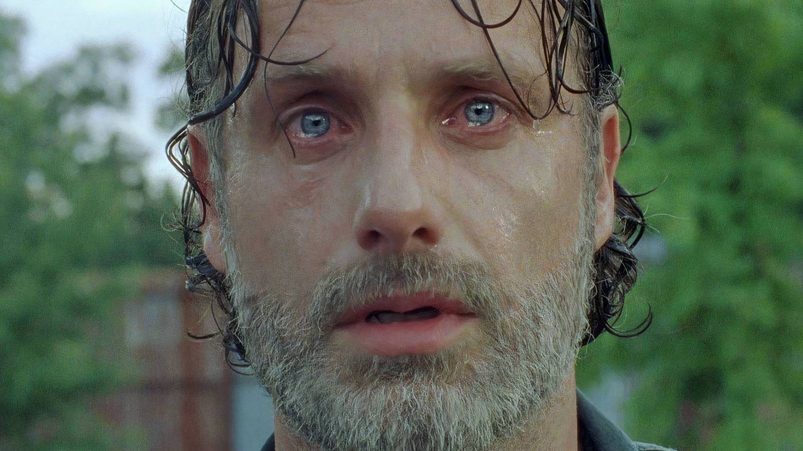 Rick crying in The Walking Dead