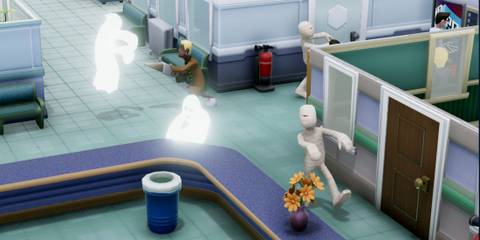 Mummies walking around the hospital in Two Point Hospital