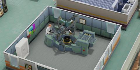 A doctor using a machine in Two Point Hospital