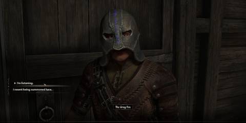 A player speaking to the Gray Fox in Oblivion Remastered