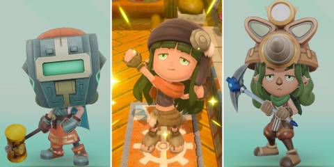 A grid showing the three Fantasy Life I: The Girl Who Steals Time lives Blacksmith, Mercenary, and Miner