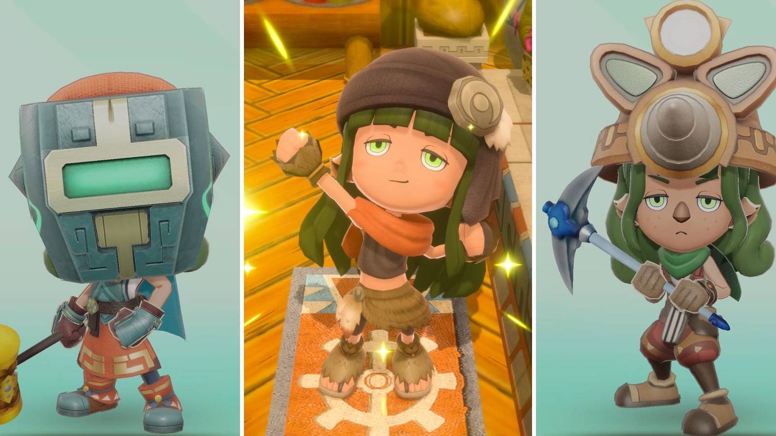 A grid showing the three Fantasy Life I: The Girl Who Steals Time lives Blacksmith, Mercenary, and Miner