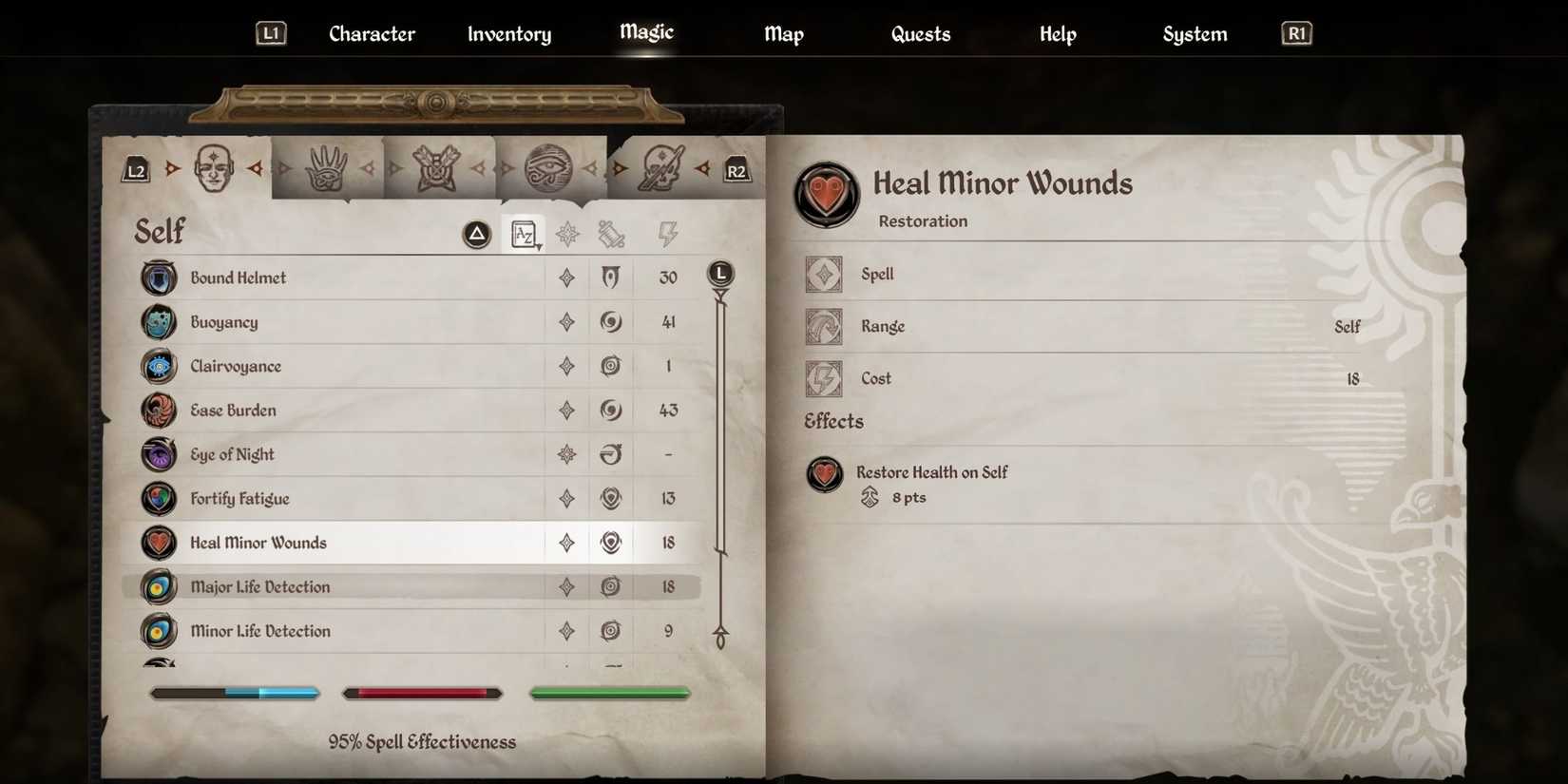 Heal Minor Wounds spell in Oblivion Remastered