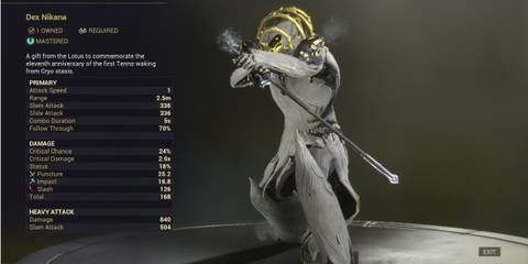 Warframe Dex Nikana