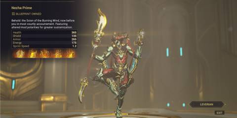 Warframe Nezha Prime