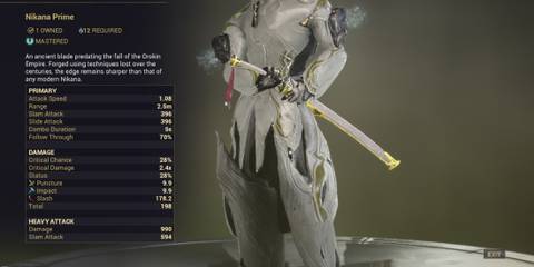 Warframe Nikana Prime