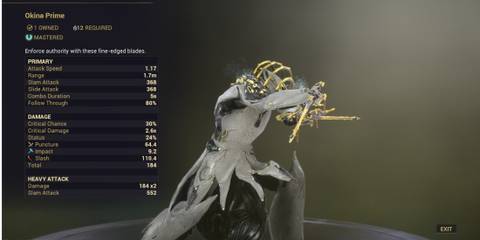 Warframe Okina Prime