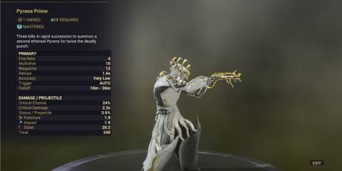 Warframe Pyrana Prime