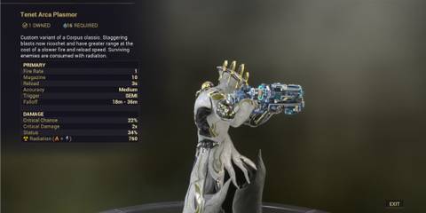 Warframe Tenet Arca Plasmor