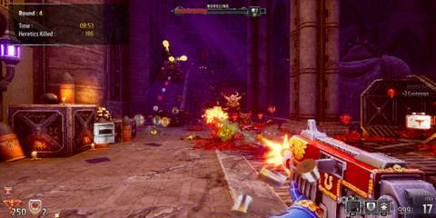 The Player Killing Enemies With A Boltgun 