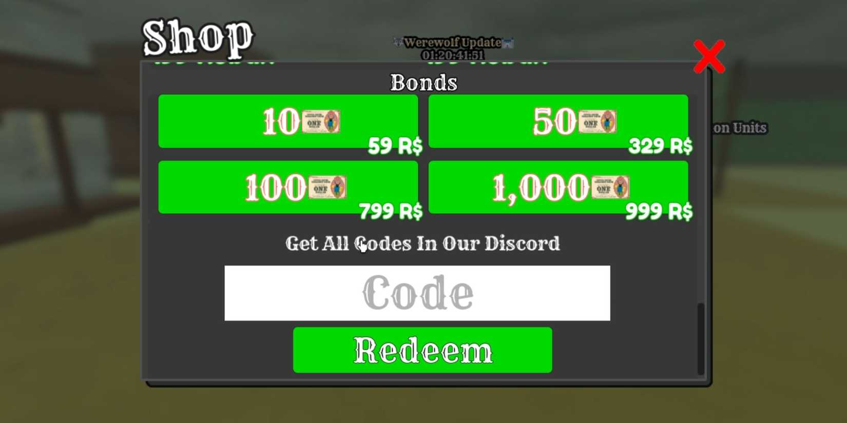 West Rails Tower Defense the codes tab