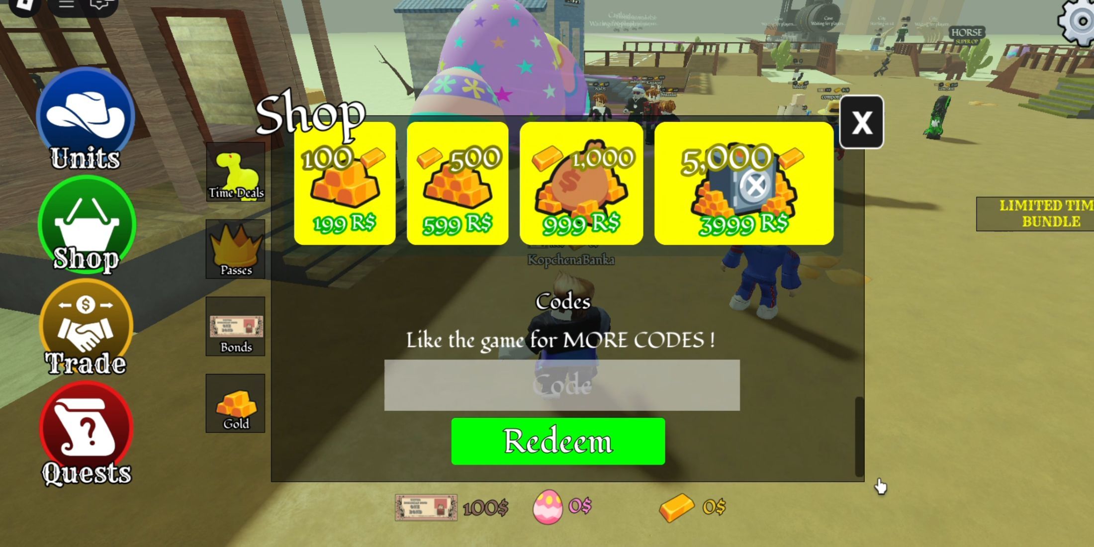 Wild Rails Tower Defense the codes tab