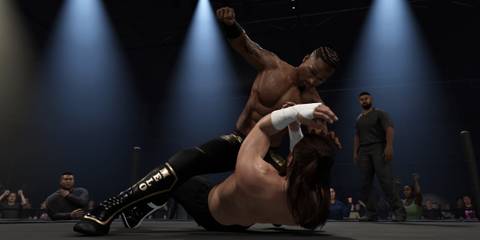 A fight between two players on WWE 2k25