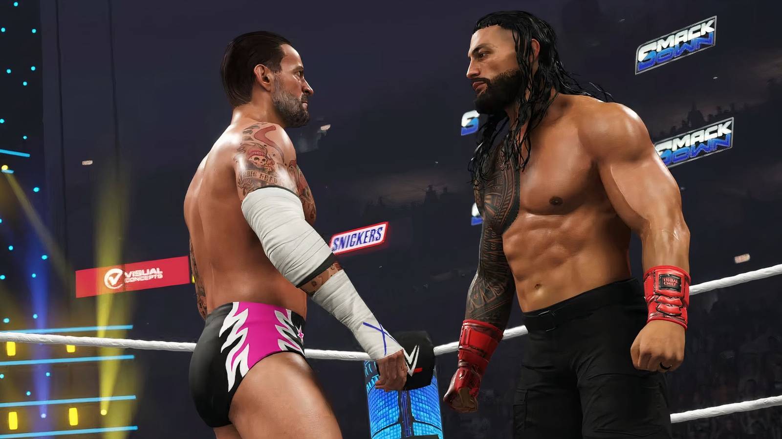 WWE 2K25 CM Punk and Roman Reigns