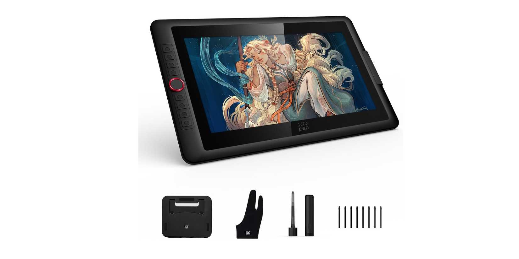 XP-Pen Drawing Tablet With a Screen, Pen Nibs, Glove, Stylus, and Stand