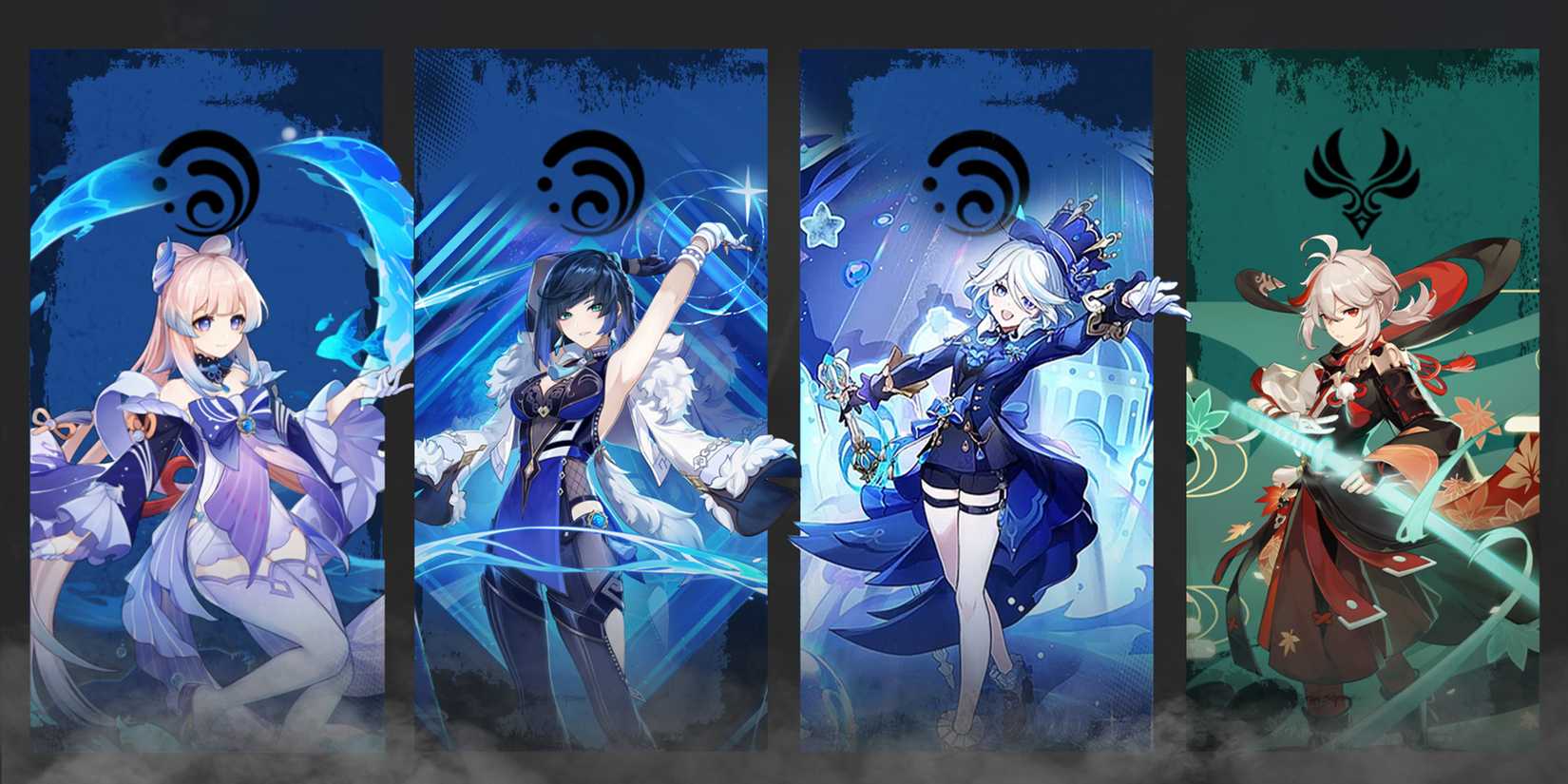 yelan-furina-kazuha-and kokomi team composition in genshin impact