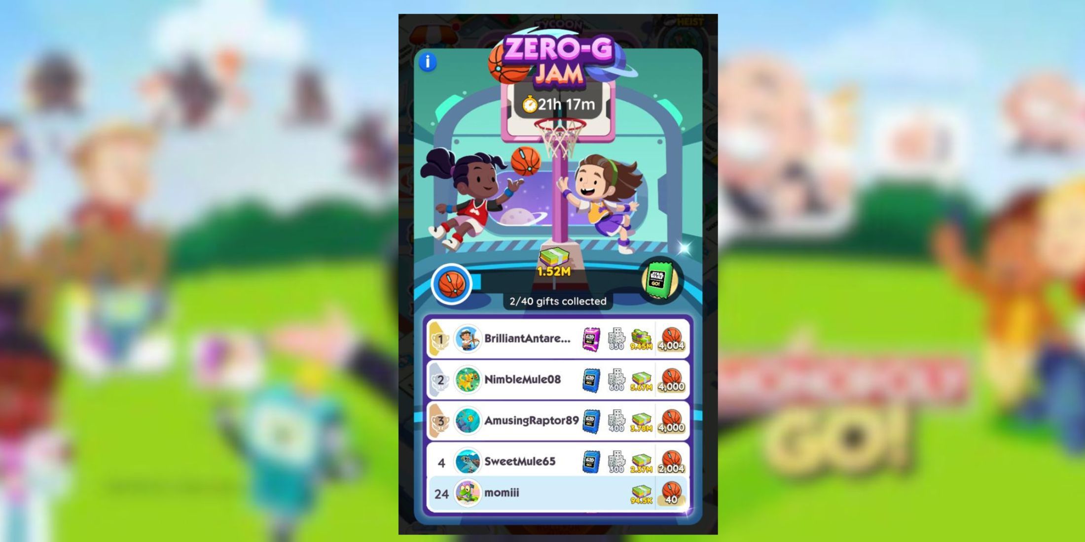 zero g jam monopoly go