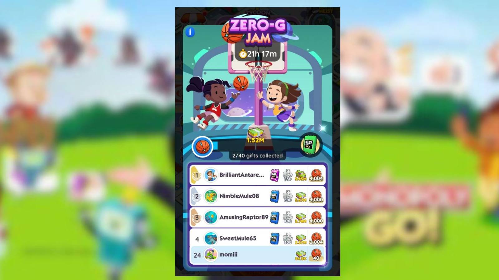 zero g jam monopoly go