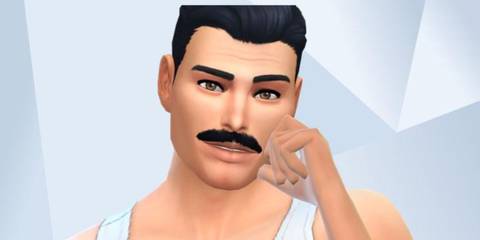 An image of Freddie Mercury recreated in The Sims 4
