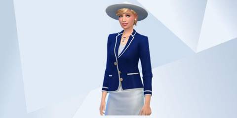 An image of Princess Diana recreated in The Sims 4