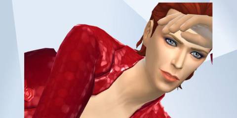 An image of David Bowie recreated in The Sims 4