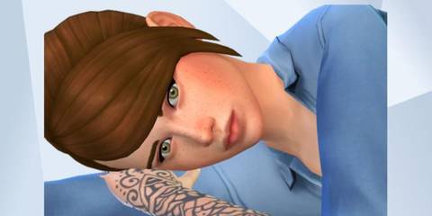 An image of Ellie from The Last of Us recreated in The Sims 4