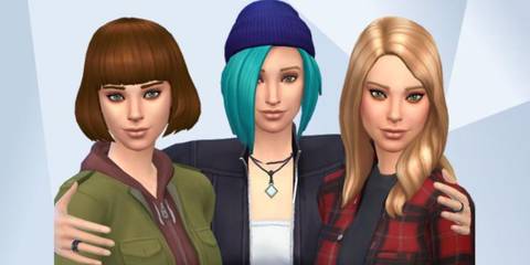 An image of Chloe, Max and Rachel from Life is Strange recreated in The Sims 4