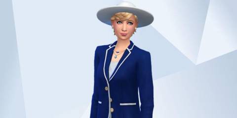 An image of Princess Diana recreated in The Sims 4