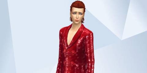 An image of David Bowie recreated in The Sims 4