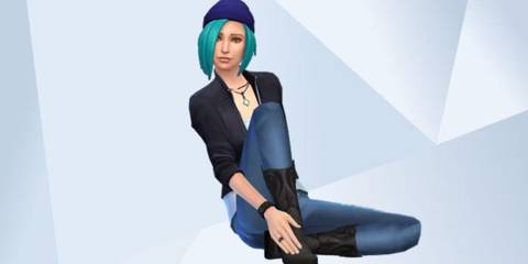 An image of Chloe from Life is Strange recreated in The Sims 4