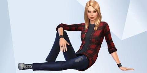An image of Rachel from Life is Strange recreated in The Sims 4