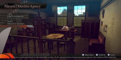 The Receive Items Option In The Narumi Detective Agency 