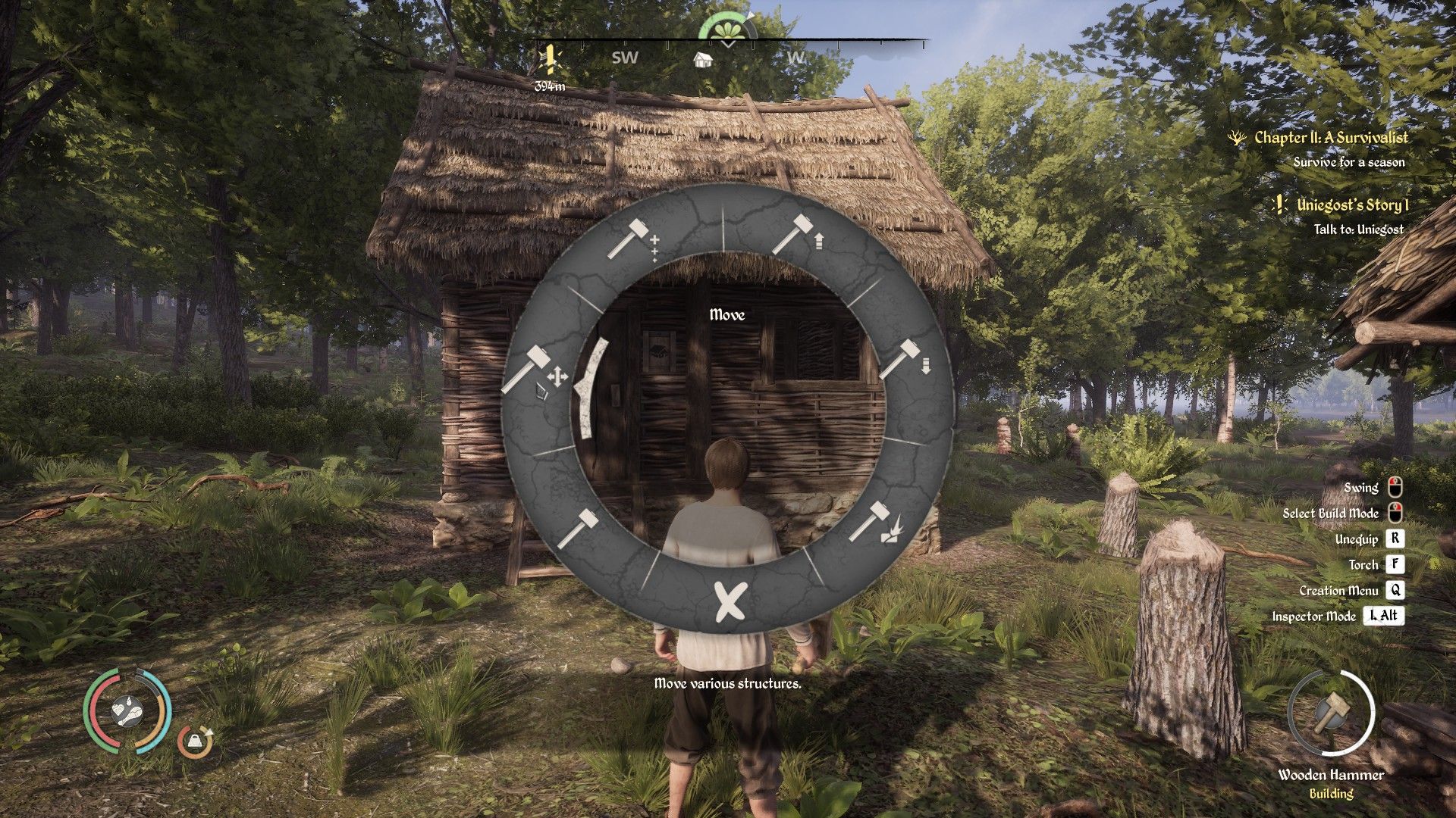 The build mode wheel in Medieval Dynasty