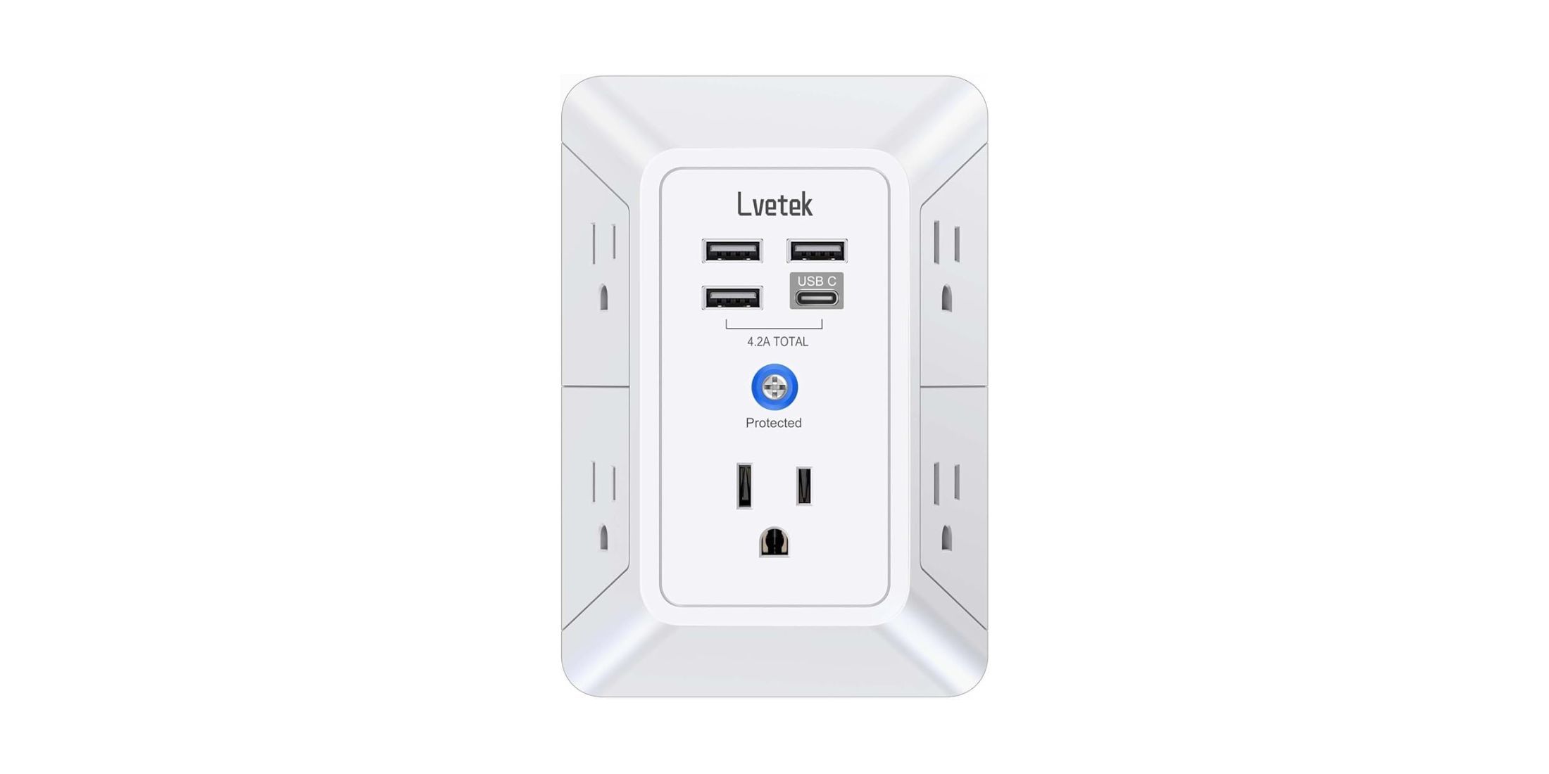 Image of Lvetek 5 Outlet Extender on a white background.