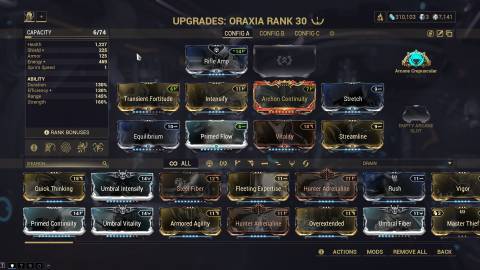 Warframe Oraxia Build Mods