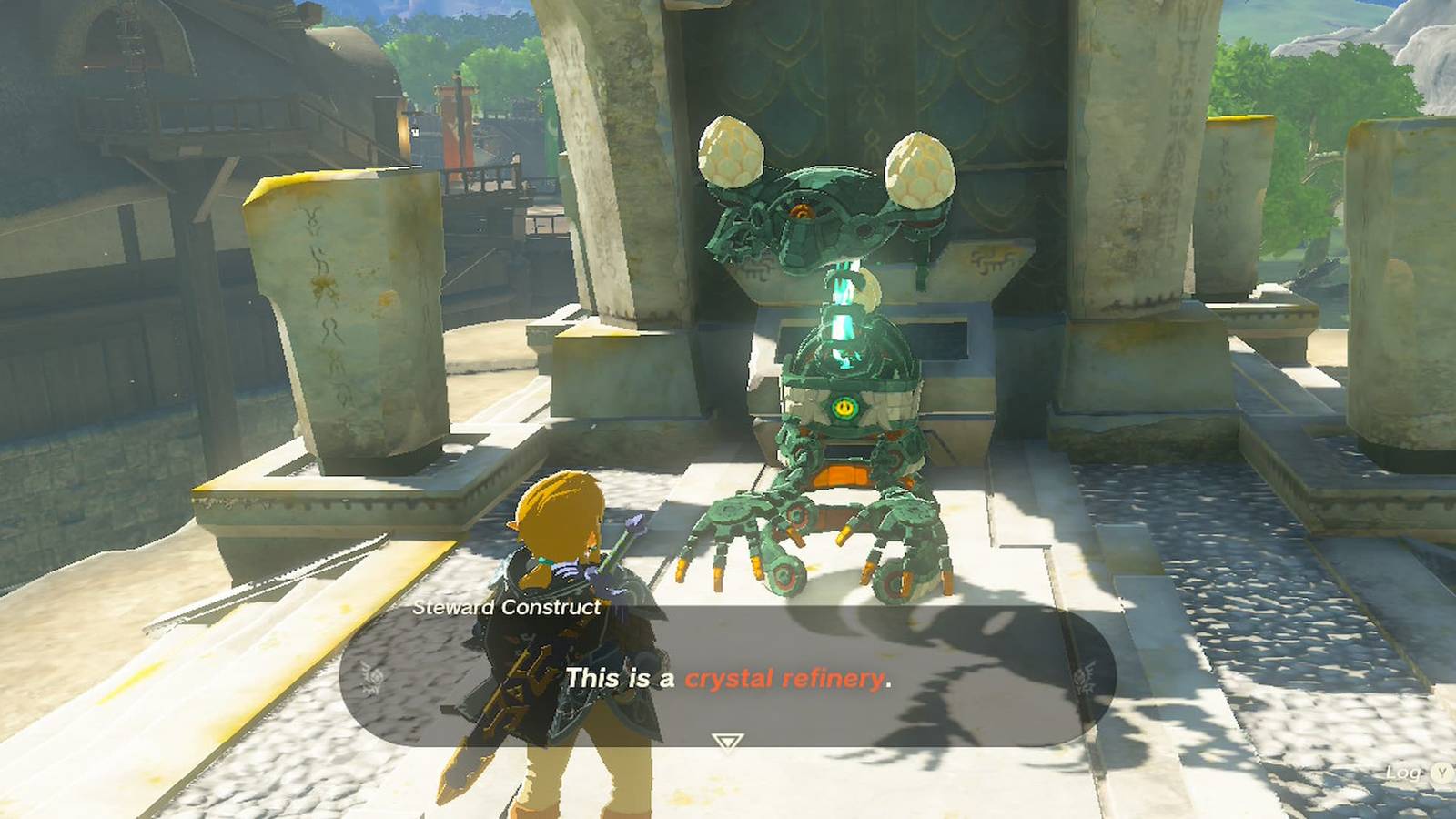 Link Talking To A Construct At A Crystal Refinery 