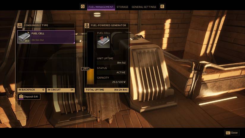 Dune Awakening Power Generator Menu