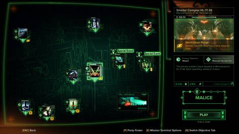 WH40K Darktide Mission Select screen