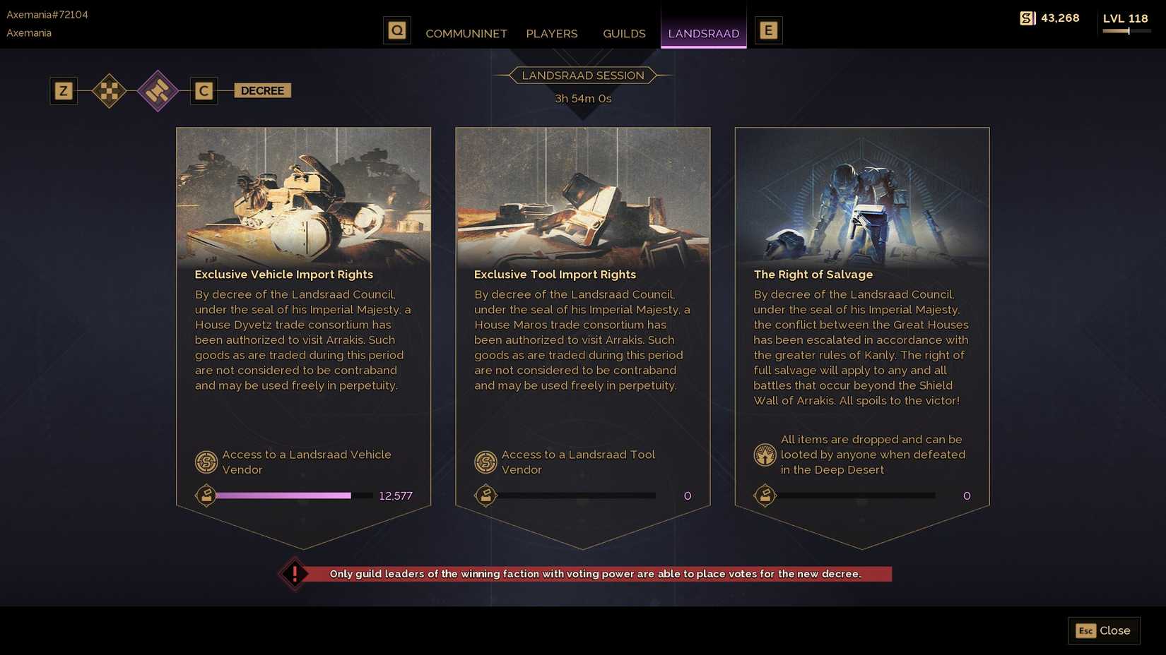 Dune: Awakening Landsraad decrees