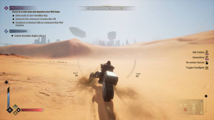 Dune Awakening Riding a Sandbike