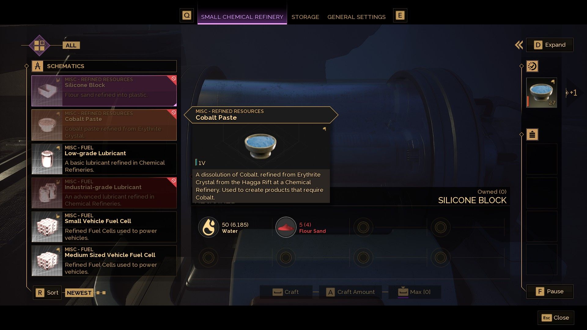Dune: Cobalt paste awakening menu