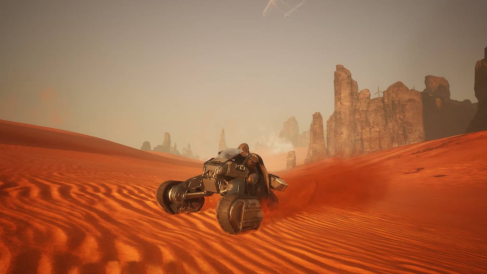 Dune: Awakening Sandbike at dawn