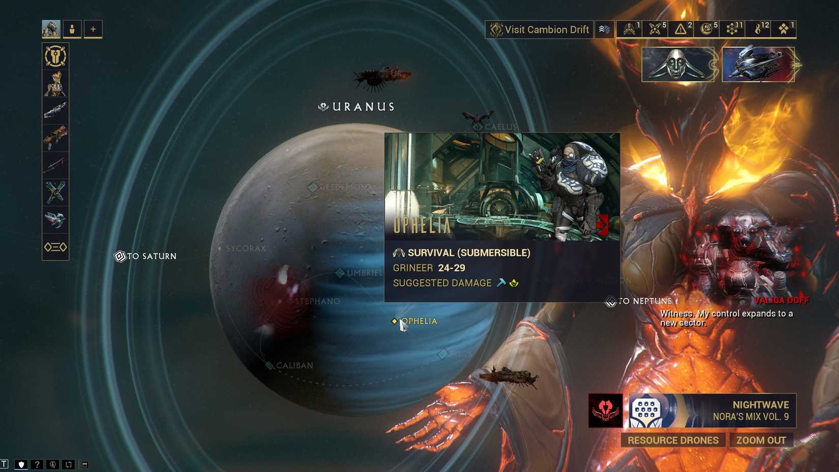 Warframe Ophelia star map