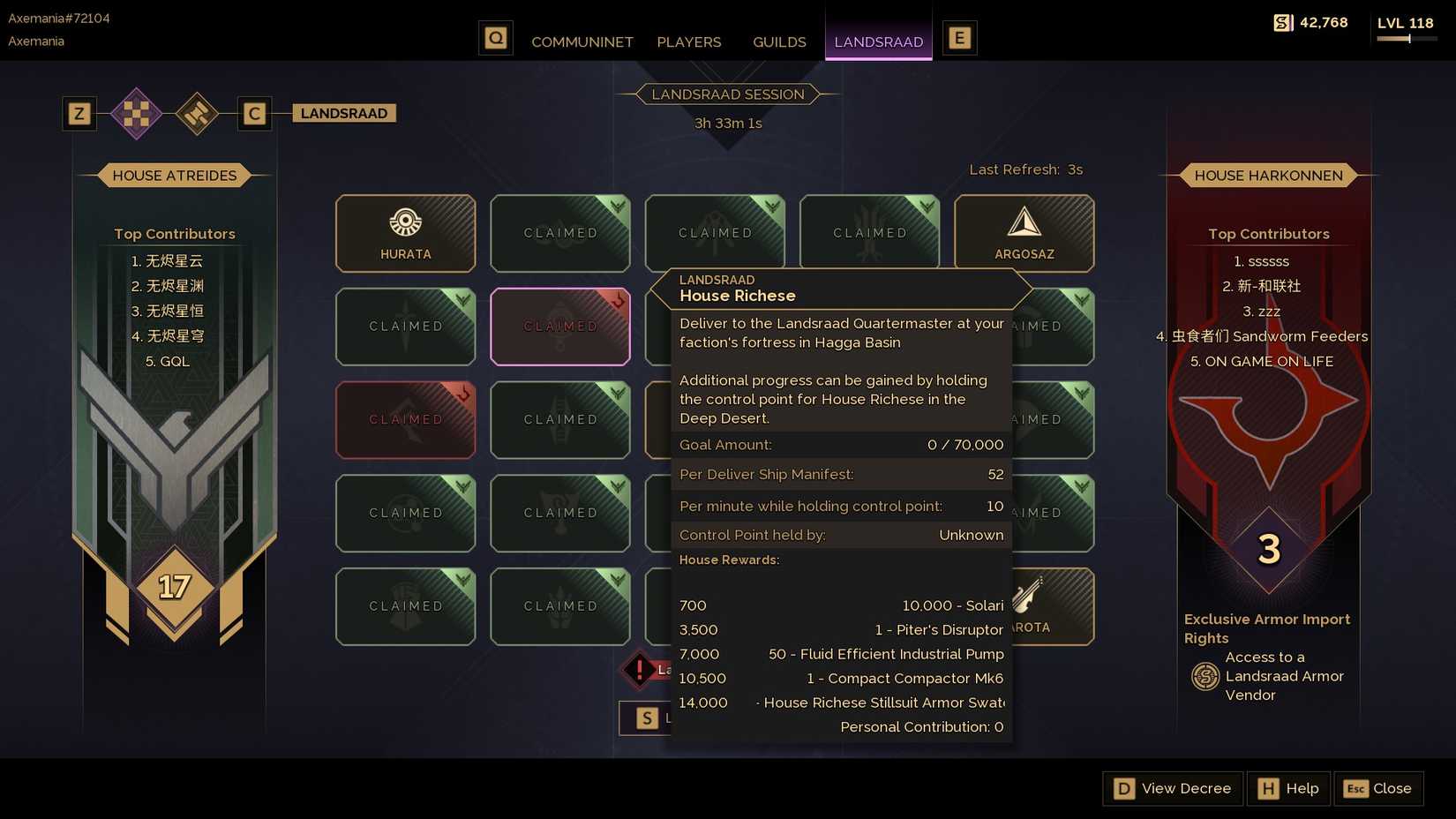 Dune Awakening Ship Manifest Landsraad task