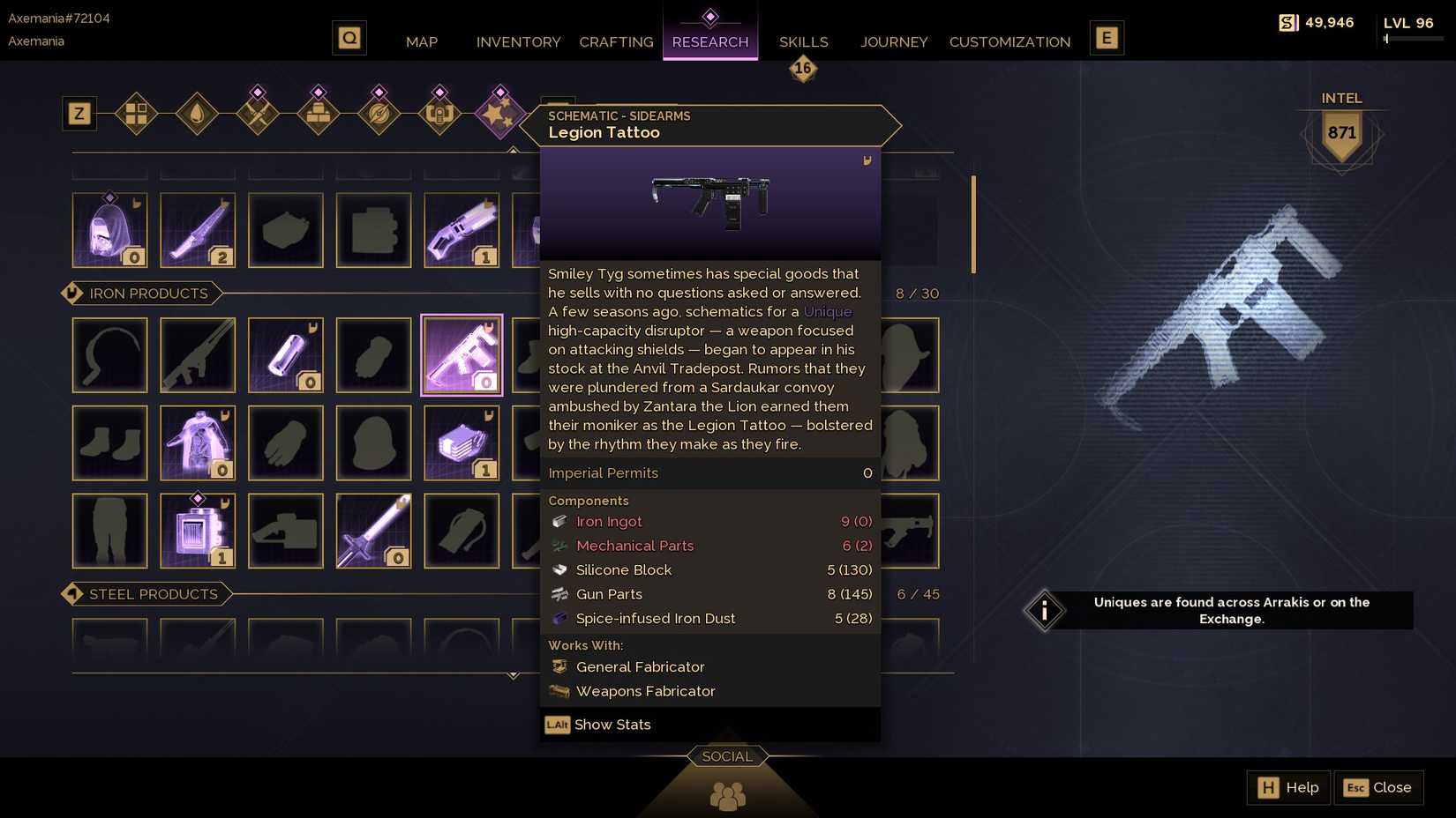 Dune Awakening Legion Tattoo Disruptor Description