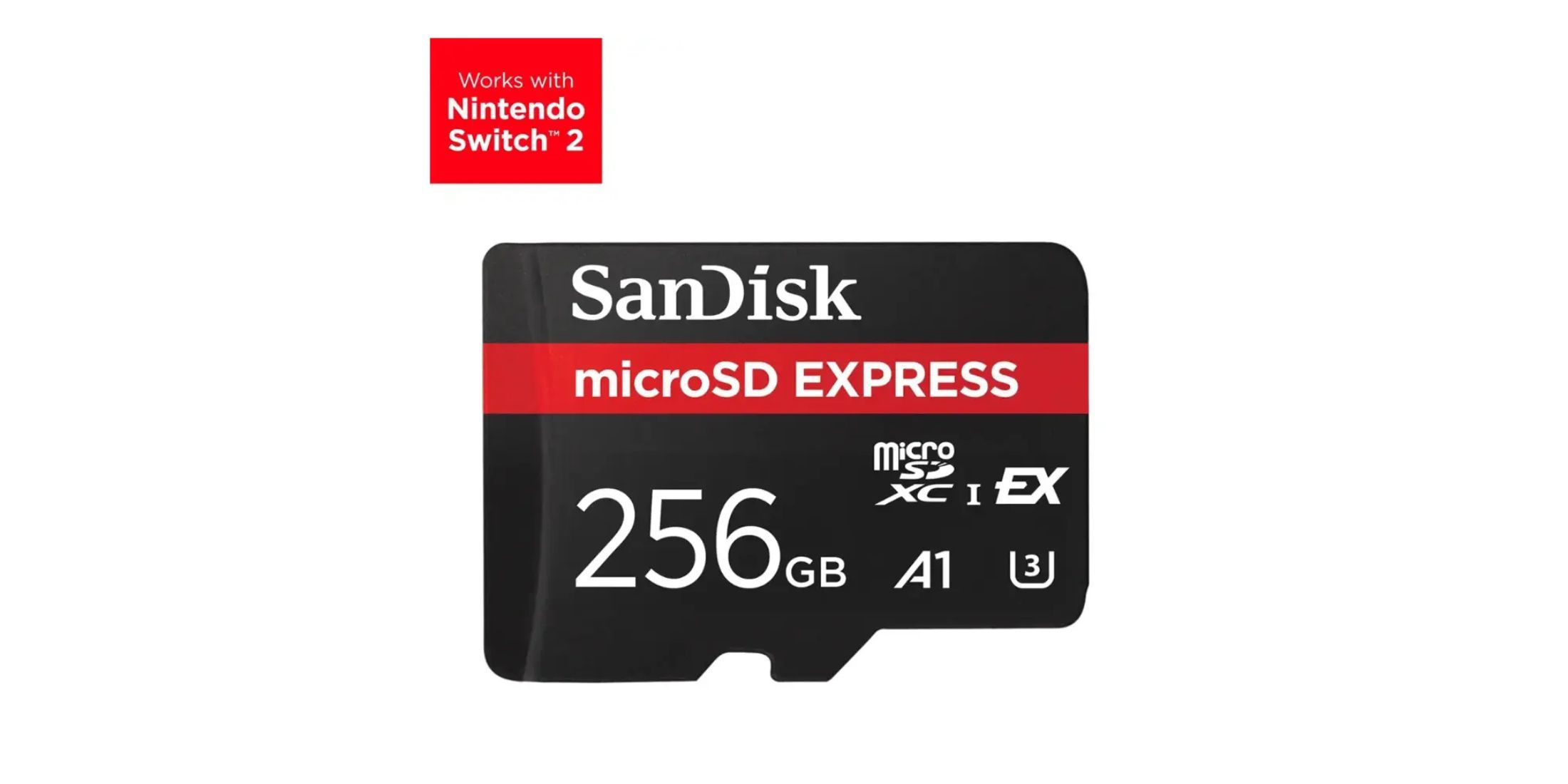 The image Sandisk Express 256 GB microSD on a white background.