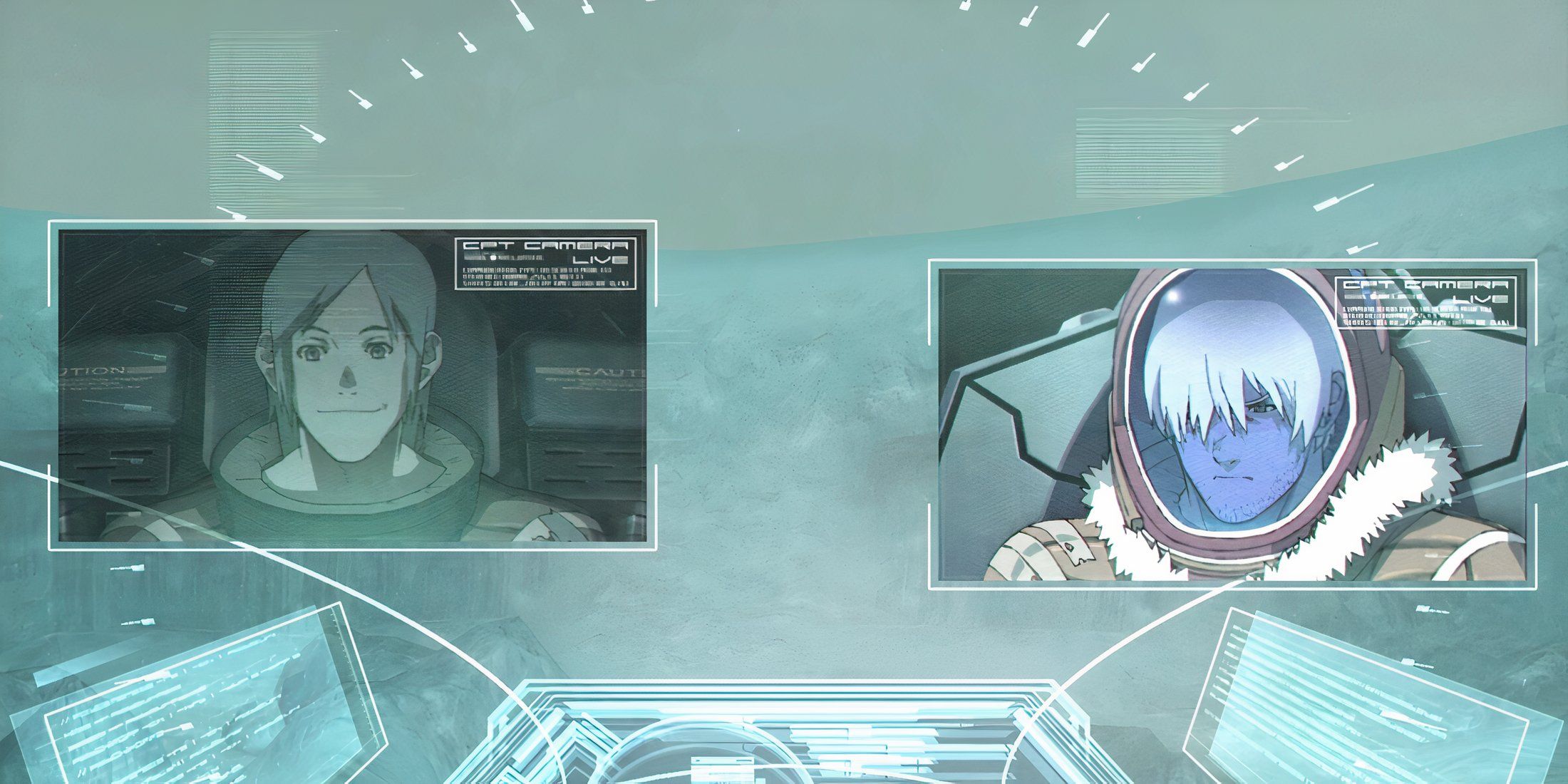 A cutscene featuring characters in Zone Of The Enders The 2nd Runner