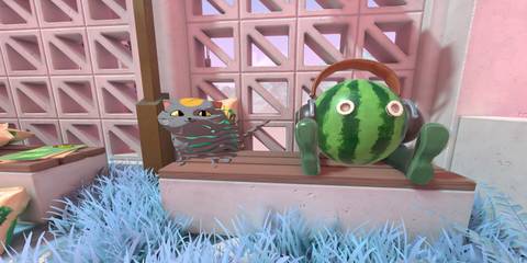 A watermelon and a cat in Viewfinder